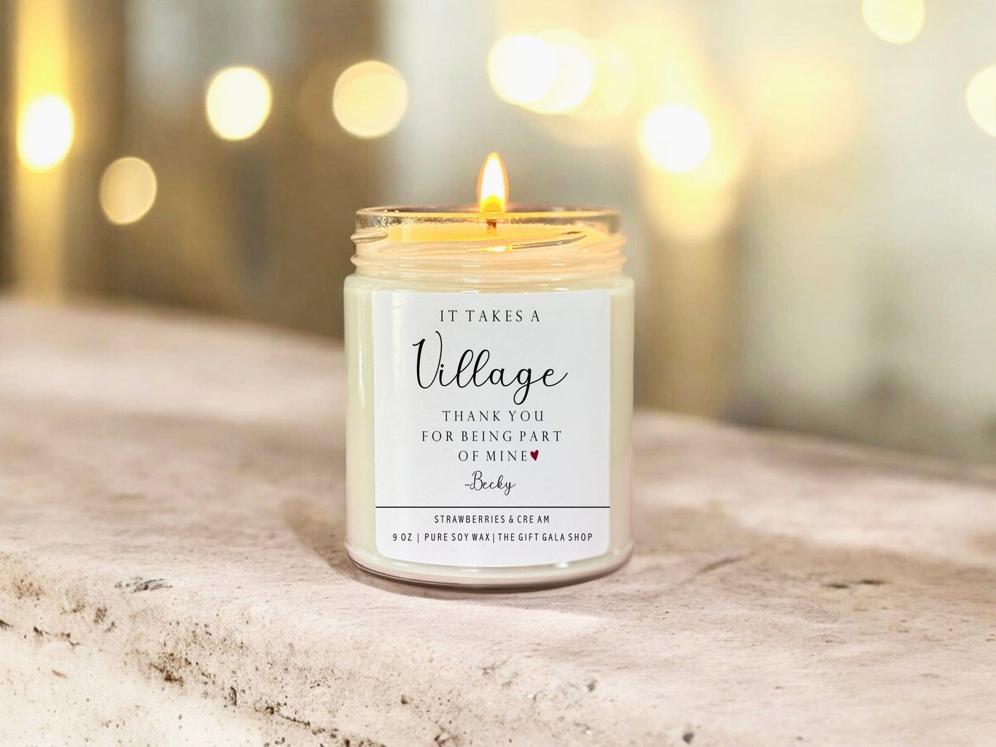 It Takes a Village Candle | Personalized Thank you Gift for Teacher, Babysitter, Mom, Nanny, Daycare, Sister, Aunt, Friend The Gift Gala Shop Candle Co.